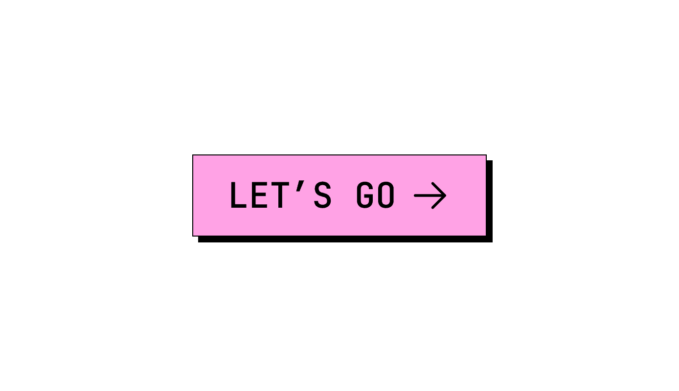 A sharp pink editorial button treatment with uppercase text